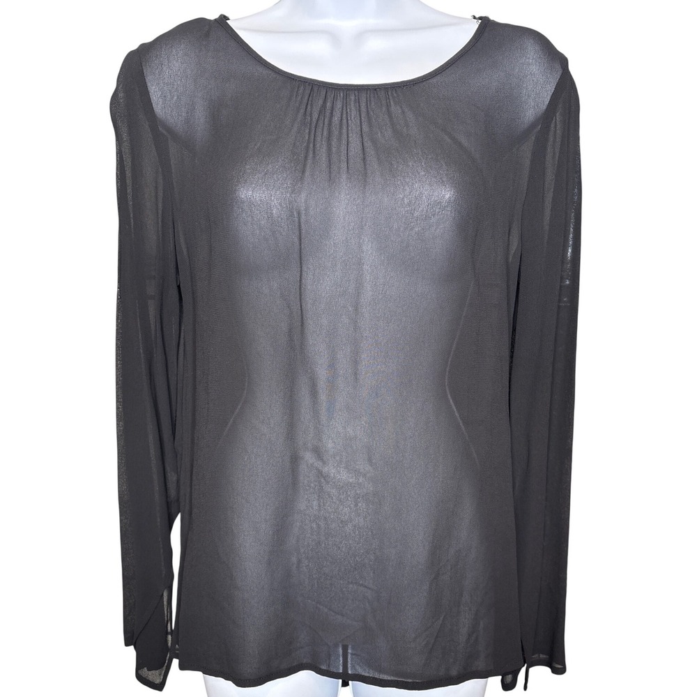 Zara Womens Black Sheer Chiffon Twist Back Blouse Top Sz M Chic Party Layer